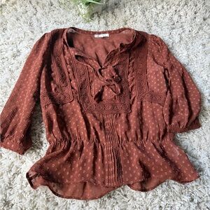 DR2 Terracotta Lace-Up Blouse